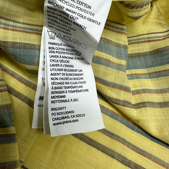 PRANA Groveland Popover Striped Yellow and blue Men's Shirt - Picture 7 of 8